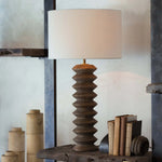 Accordion Table Lamp in Natural Birch Wood