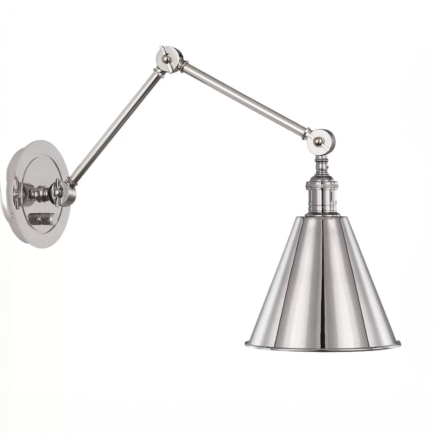 Alloy Swing Arm Lighting Sconce in Polished Nickel