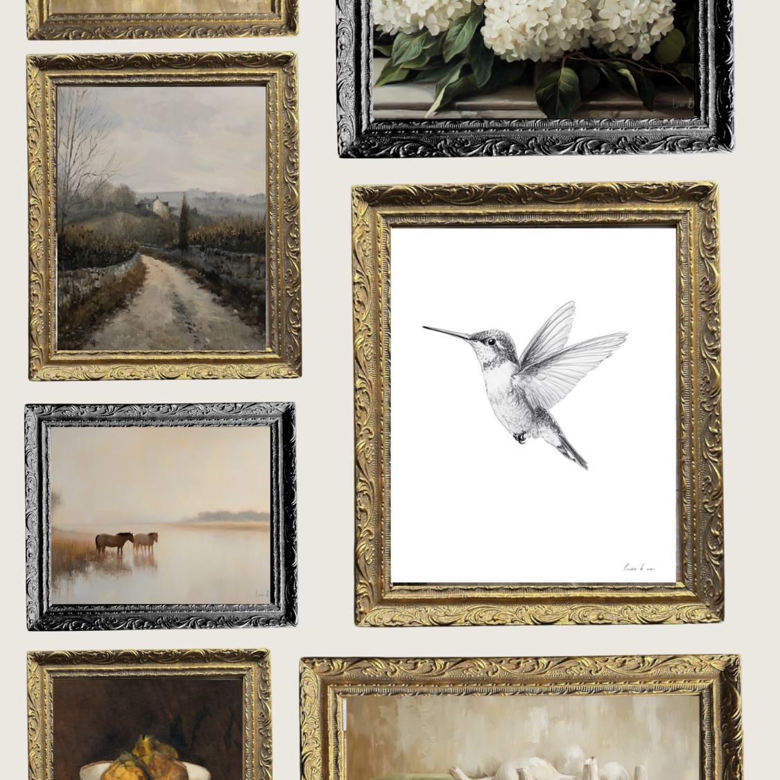 Vintage Coastline | French Brass Gold Mould Framed Art